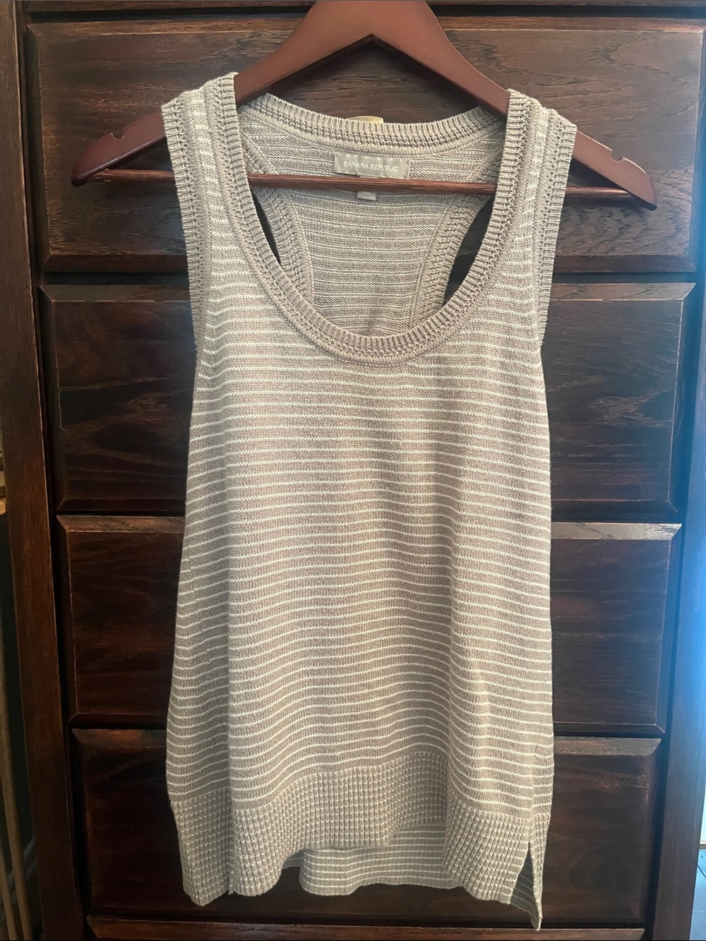 Banana Republic Light Beige Striped Knit Racerback Tank - S